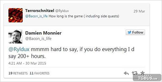 制作人表示《巫师3》将有超过200小时游戏内容